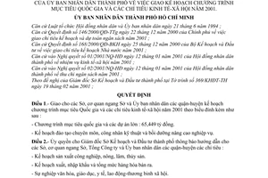 Quyết định 16/2001/QĐ-UB giao kế hoạch chương trình mục tiêu Quốc gia các đề tài nghiên cứu khoa học năm 2001