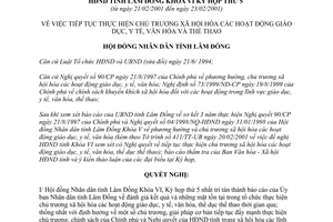 Nghị quyết 20/2001/NQ-HĐND xã hội hóa giáo dục y tế văn hóa thể dục thể thao Lâm Đồng