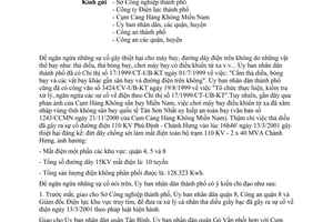 Công văn 909/UB-CNN tăng cường các biện pháp xử lý, ngăn ngừa sự cố do thả diều, máy bay điều khiển từ xa