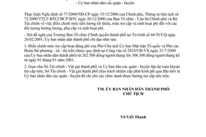 Công văn 974/UB-VX điều chỉnh mức hoạt động phí hàng tháng Phó Chủ tịch Ủy ban Mặt trận Tổ quốc, Phó Các Đoàn thể phường - xã - thị trấn