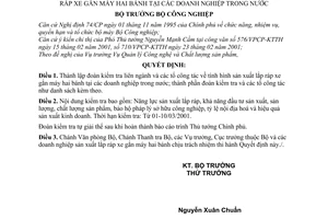 Quyết định 11/2001/QĐ-BCN  thành lập đoàn kiểm tra liên ngành tình hình sản xuất lắp ráp xe gắn máy hai bánh tại doanh nghiệp trong nước