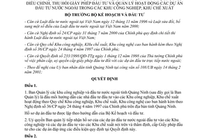 Quyết định 77/2001/QĐ-BKH uỷ quyền Ban quản lý các Khu công nghiệp Quảng Ninh