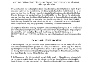 Chỉ thị số 06/2001/CT-UB quản lý hoạt động kinh doanh xăng dầu Bình Phước