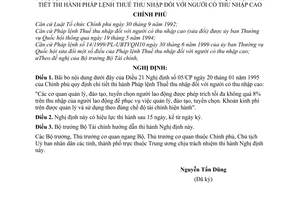 Nghị định 09/2001/NĐ-CP Pháp lệnh Thuế thu nhập đối với người có thu nhập cao để sửa đổi Điều 21 Nghị định 05