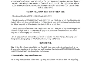 Quyết định số 444/2001/QĐ-UB sửa đổi Quy định phân công phân cấp giải quyết công tác đầu tư xây dựng