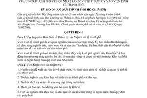 Quyết định 18/2001/QĐ-UB hợp nhất Ban Kinh tế Thành ủy vào Viện Kinh tế thành phố