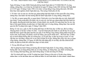 Chỉ thị 01/2001/CT-TTg triển khai thực hiện Nghị định Chính phủ công chứng chứng thực
