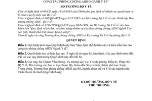 Quyết định 681/2001/QĐ-BYT  chế độ báo cáo  biểu mẫu báo cáo công tác phòng chống AIDS ngành y tế