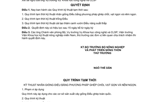 Quyết định 19/2001/QĐ-BNN Quy trình kỹ thuật tạm thời