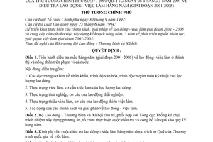 Quyết định 27/2001/QĐ-TTg điều tra lao động - việc làm hàng năm giai đoạn 2001-2005