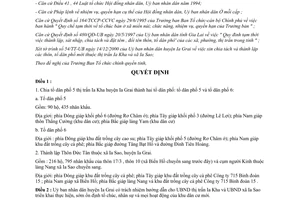 Quyết định 15/2001/QĐ-UB chia tách và thành lập thôn mới