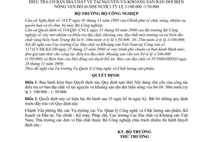 Quyết định 12/2001/QĐ-BCN Nội dung công tác điều tra cơ bản địa chất  tài nguyên khoáng sản rắn tỷ lệ 1/100.000 -1/50.000