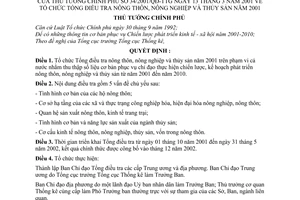 Quyết định 34/2001/QĐ-TTg tổ chức Tổng điều tra nông thôn, nông nghiệp thuỷ sản năm 2001