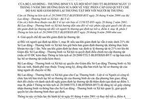 Thông tư 07/2001/TT-BLĐTBXH hướng dẫn phân cấp giải quyết chế độ sau khi giám định lại thương tật người bị thương