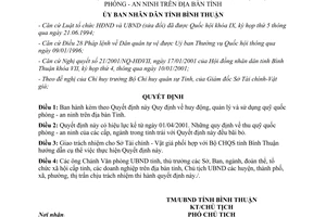 Quyết định 17/2001/QĐ-UBBT huy động quản lý sử dụng Quỹ quốc phòng an ninh Bình Thuận