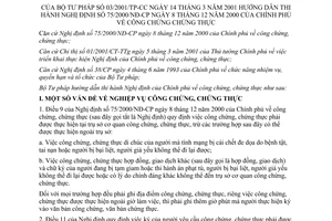 Thông tư 03/2001/TT-TP-CC công chứng, chứng thực để hướng dẫn thi hành Nghị định 75/2000/NĐ-CP