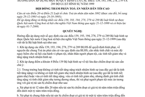 Nghị quyết 01/2001/NQ-HĐTP hướng dẫn áp dụng quy định điều 139, 193, 194, 278, 279 và 289 Bộ luật hình sự năm 1999