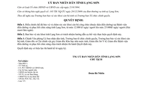 Quyết định 06/2001/QĐ-UB điều chỉnh chế độ bảo vệ chăm sóc sức khoẻ cán bộ công chức Lạng Sơn