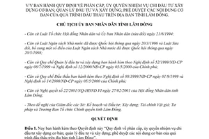 Quyết định 14/2001/QĐ-UB phân cấp ủy quyền nhiệm vụ chi quản lý đầu tư xây dựng cơ bản đấu thầu Lâm Đồng