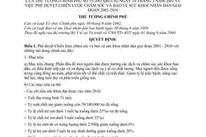 Quyết định 35/2001/QĐ-TTg phê duyệt chiến lược chăm sóc bảo vệ sức khoẻ nhân dân giai đoạn 2001-2010