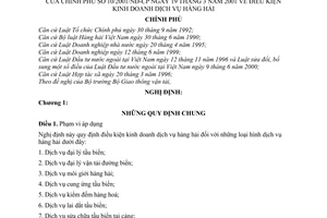 Nghị định 10/2001/NĐ-CP điều kiện kinh doanh và dịch vụ hàng hải