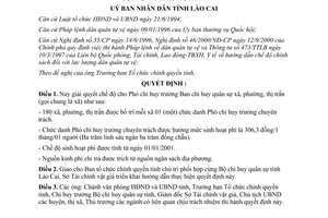 Quyết định 78/QĐ-UB 2001 chế độ đối với Phó chỉ huy trưởng Ban chỉ huy quân sự xã Lào Cai