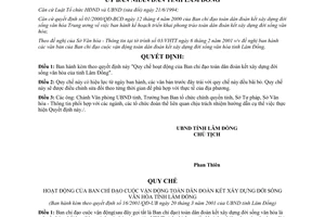 Quyết định số 16/2001/QĐ-UBND Quy chế hoạt động Ban Chỉ đạo Toàn dân đoàn kết Lâm Đồng