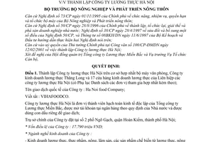 Quyết định 27/2001/QĐ-BNN-TCCB thành lập Công ty lương thực Hà Nội