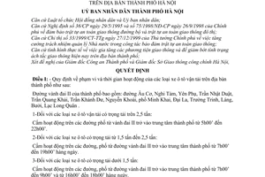 Quyết định 12/2001/QĐ-UB hạn chế cấm phương tiện giao thông hoạt động trên địa bàn Hà Nội