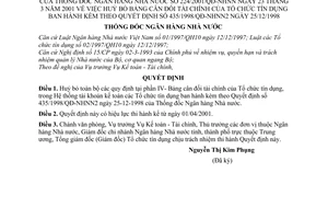 Quyết định 224/2001/QĐ-NHNN huỷ bỏ bảng cân đối tài chính của Tổ chức tín dụng ban hành theo Quyết định 435/1998/QĐ-NHNN2