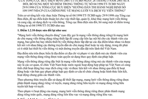 Thông tư 01/2001/TT-TCBĐ mạng lưới và dịch vụ viễn thông để bổ sung Thông tư  04/1998/TT-TCBĐ, Nghị định 109/1997/NĐ-CP