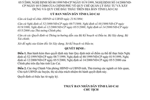 Quyết định 86/2001/QĐ-UB quy định thực hiện Nghị định 52/1999/NĐ-CP