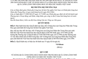 Quyết định 305/2001/QĐ-BTM Quy chế hàng hoá Trung Quốc quá cảnh lãnh thổ Việt Nam