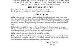 Quyết định 42/2001/QĐ-TTg bổ sung xã đặc biệt khó khăn chương trình phát triển kinh tế xã hội vùng dân tộc miền núi biên giới sâu xa chương trình 135