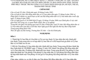 Nghị định 12/2001/NĐ-CP tổ chức lại cơ quan chuyên môn thuộc Uỷ ban nhân dân tỉnh, thành phố thuộc Trung ương và UBND quận huyện thị xã, thành phố