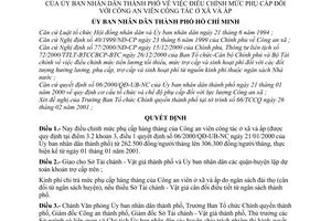 Quyết định 26/2001/QĐ-UB điều chỉnh mức phụ cấp đối với Công an viên công tác ở xã ấp