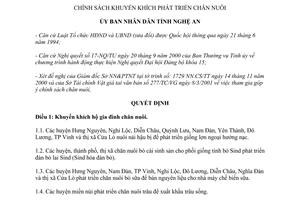 Quyết định 27/2001/QĐ-UB chính sách khuyến khích phát triển chăn nuôi Nghệ An