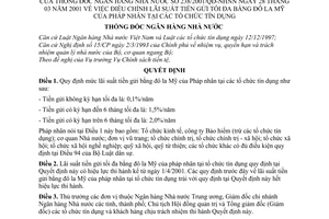 Quyết định 238/2001/QĐ-NHNN điều chỉnh lãi suất tiền gửi tối đa bằng đô la Mỹ của pháp nhân tại tổ chức tín dụng