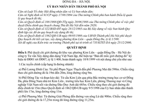 Quyết định 13/2001/QĐ-UB phê duyệt chỉ giới đường đỏ khu vực phường Kim Liên – quận Đống Đa – Hà Nội