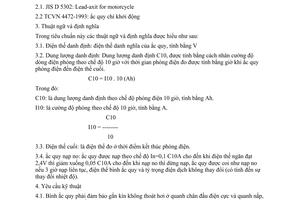 Tiêu chuẩn ngành 64 TCN 122:2000 Ắc quy xe gắn máy - Yêu cầu kỹ thuật và phương pháp thử