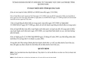 Quyết định 16/2001/QĐ-UB ban hành cơ chế ưu đãi đầu tư vào khu vực Chu Lai thuộc tỉnh Quảng Nam