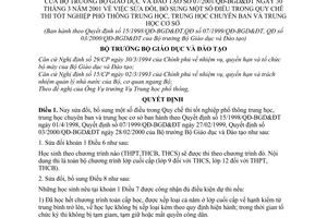 Quyết định 07/2001/QĐ-BGDĐT Quy chế thi tốt nghiệp phổ thông trung học chuyên ban  cơ sở sửa đổi
