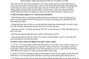 Chỉ thị 09/2001/CT-UB hưởng ứng Tháng hành động vì chất lượng vệ sinh an toàn thực phẩm địa bàn Hà Nội 15/4 -15/5/2001