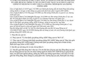 Thông tư 19/2001/TT-BTC nội dung và mức chi của chương trình Quốc gia phòng chóng AIDS bổ sung Thông tư 128/1999/TT-BTC
