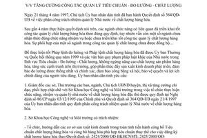 Chỉ thị 12/2001/CT-UB tăng cường quản lý tiêu chuẩn đo lường chất lượng Quảng Bình