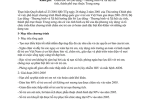 Về việc hướng dẫn triển khai chương trình hành động vì trẻ em giai đoạn 2001 - 2