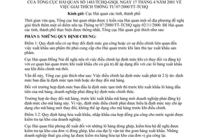 Công văn 1483/TCHQ-GSQL giải thích 07/2000/TT-TCHQ