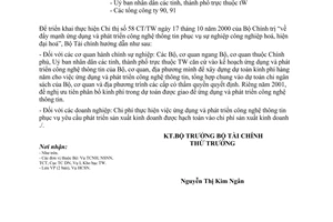 Công văn 3952TC/HCSN kinh phí triển khai thực hiện Chỉ thị 58 CT/TW