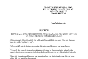 Hiệp định thương mại giữa Việt Nam Bungary 2001