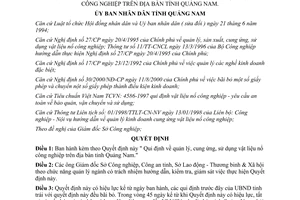 Quyết định 17/2001/QĐ-UB quản lý cung ứng sử dụng vật liệu nổ công nghiệp Quảng Nam